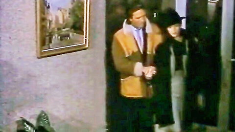 Vintage star Marilyn Korper in intimate embrace with man, 1984 classic
