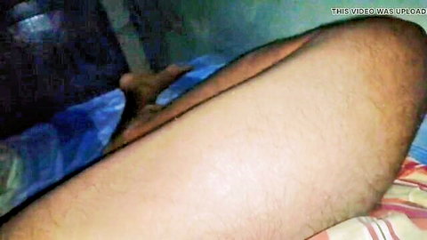 Hairy man in black underwear showing his ass on bed
