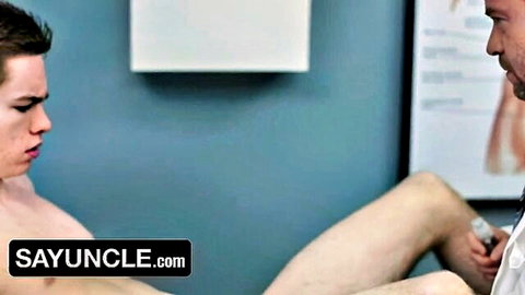 Young twink patient gets anal dildo fucked by pervy doctor in exam room