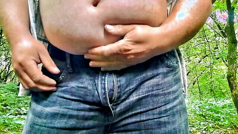 Mature bear daddy with big belly in forest, outdoor tease by BysiekBear