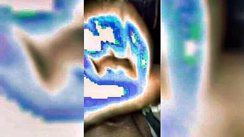 Blurry Desi sex boy in explicit blue-tinted pose, Banglasex amateur video