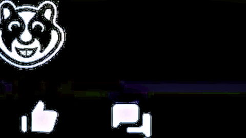 Cartoon smiling bear face with thumbs up and empty speech bubble on black background