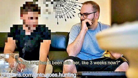 Straight curious best friend chats playfully on couch with Swiss guy