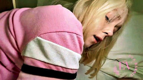 Blonde stepsister moaning in ecstasy, obsessed with stepbro's giant cock