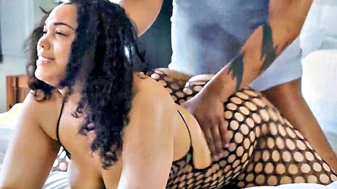 Gem Jewels curvy ebony in threesome, lingerie tease with intense touch