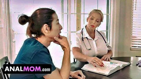 David Lee with big tits blonde MILF nurse in medical exam roleplay