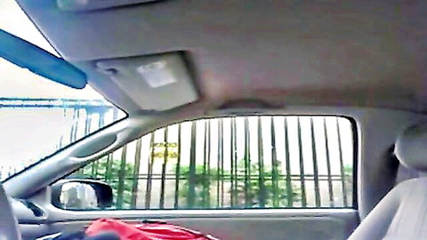 Quick flash view from car dashboard with three girls exhibition