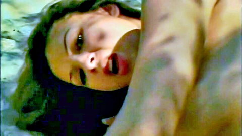 Brunette babe with open mouth sucking cock outdoors in closeup ecstasy