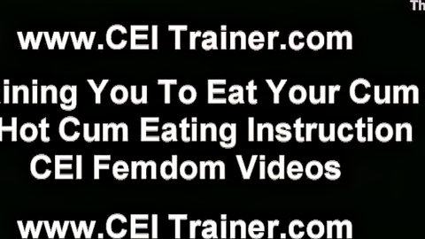Hot CEI femdom video training you to eat your own cum instructions