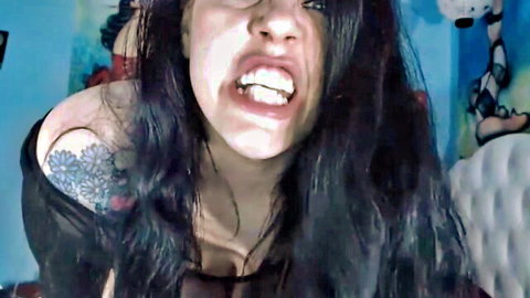 Leana Lee intense mocking face in SPH humiliation cam video