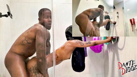 Dante's BBC doggy style shower fuck with tattooed woman