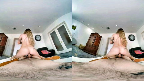 Daisy Lavoy nude in VR doggy style with hairy partner