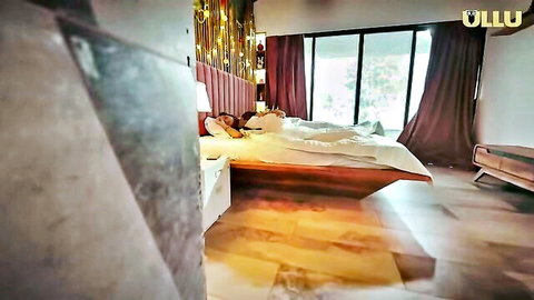 Bharti Mam lying seductively on bed after boss encounter, Indian adult scene