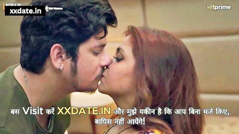 Indian chunky MILF passionately kissing man in erotic movie