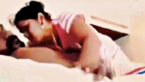 Deshi chubby aunty riding cowgirl on lover in steamy bedroom scene