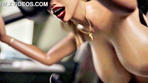 Blonde stacked MILF exposing big tits in steamy car fuck