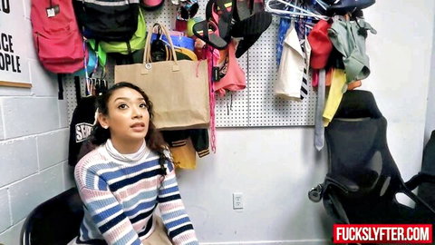 Mixed race woman with curly hair in striped sweater, Fucklyfter thumbnail