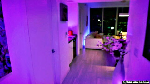 Bailey Blaze in purple-lit luxury room for tight young pussy BBC action
