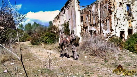 Soldiers in camo patrolling ancient ruins, teasing big butt Muslim adventure