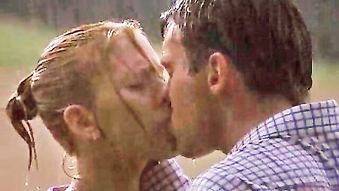 Scarlett Johansson wet passionate kiss in hot sexy scene