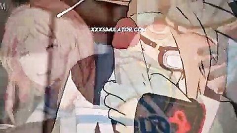 3D animated blonde hentai girl with goggles giving intense blowjob