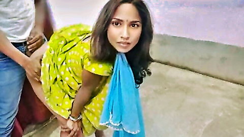 Rena Bhabhi bent over in polka-dot dress for real sex, Prayamu11 amateur scene