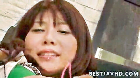Karen Natsuhara smiling in Japanese JAV orgy thumbnail, seductive Asian beauty