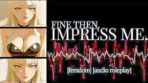Blonde anime femdom in black lingerie for audio roleplay submission
