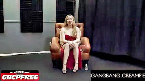 Alaina Taylor in red dress sitting seductively for gangbang creampie