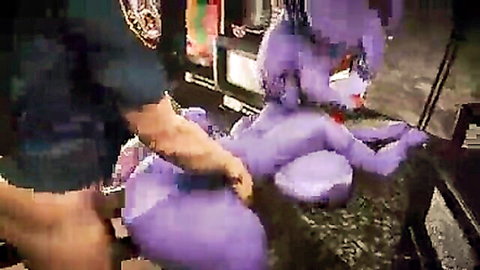 Animated purple vixen with big tits fucked by male in hentai style