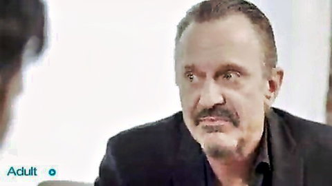 Tommy Pistol intense gaze in Cheating With My Wife makeup sex scene with Lexi Luna