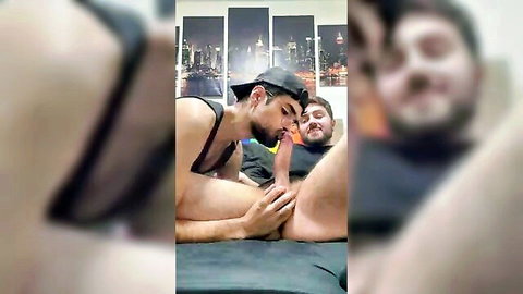 Nenesgaymers sucking friend's dick and rubbing it on ass in hot gay scene