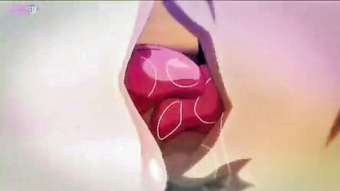 Anime princess large breasts exposed in pink gown hentai scene