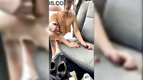 Karley Marie topless in car, getting breasts fondled during bareback fuck