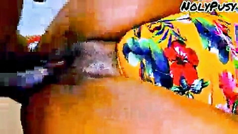African BBW in floral bikini fucked by big cock