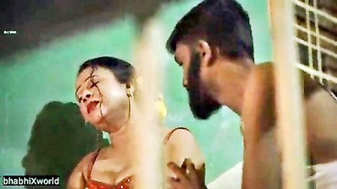 Indian wife in red blouse enjoys steamy sex with bearded lover, cheating on husband