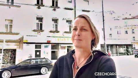 Freya Dee in Czech Caravan E02, blonde outdoor smile