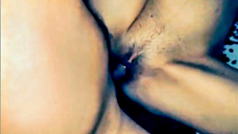 Closeup of hairy wet pussy stretched by thick cock insertion