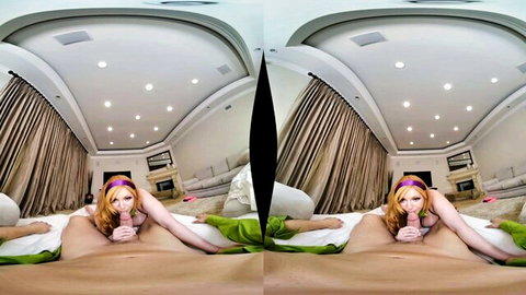 Lauren Phillips redhead giving intense VR blowjob POV