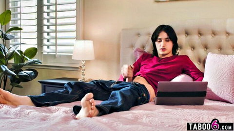 Natalie Brooks catches boyfriend masturbating with condom on bed