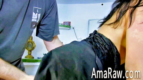 Tight Asian teen bent over desk for wet anal adventure