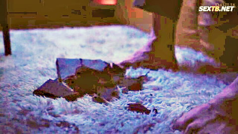 Ayaka Tomoda's bare feet crushing dark shards in dim JAV fetish scene