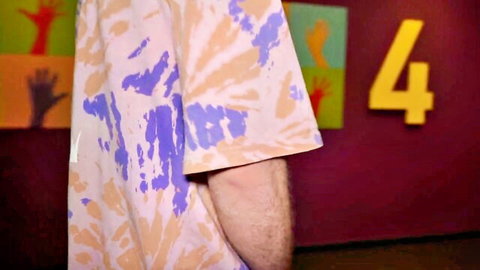 Hot Pearl in tie-dye shirt, cute candid catch near elevator