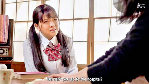 Miku Maina in school uniform chatting with friend, JAV softcore scene