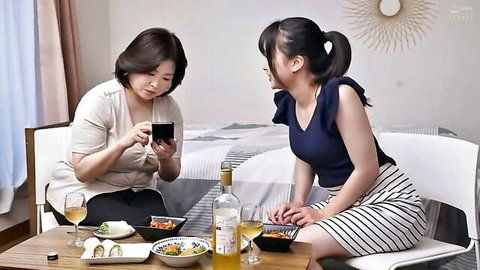 Shiho Terashima dines intimately with mature friend, JAV softcore