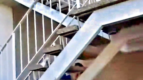 Isabel Ice big booty white girl posing on stairs