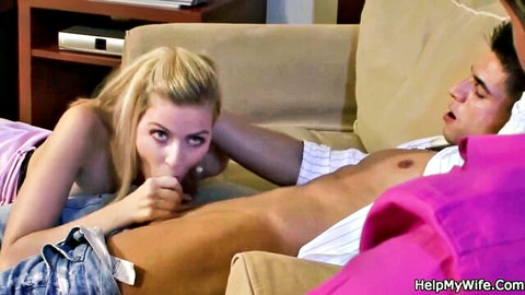 Abigaile Johnson blonde babe giving oral to stud in hot wife scene