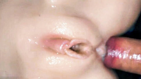 YuriyT close-up wet pussy with red swollen cock, creampie tease