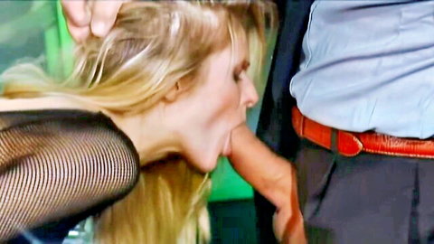Jane Darling blonde bombshell deepthroating cock in Dark Angel