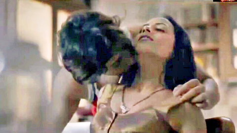Desi MILF in saree passionately kissed on neck by lover in intimate embrace